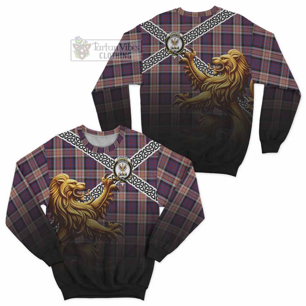 Carnegie Crest Tartan Sweatshirt with Golden Lion Emblem Celtic Style - Tartan Vibes Clothing