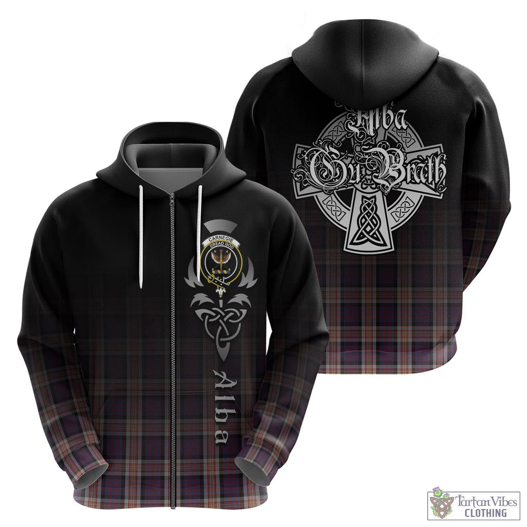 Carnegie Tartan Hoodie Featuring Alba Gu Brath Family Crest Celtic Inspired - Tartan Vibes Clothing