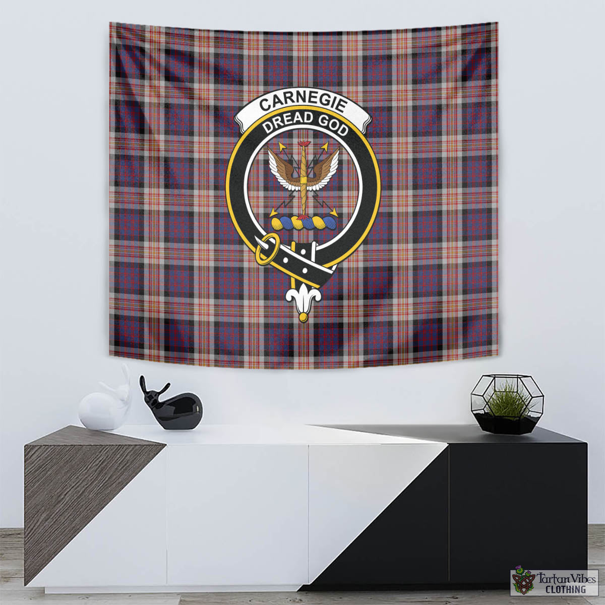 Carnegie Tartan Tapestry Wall Hanging and Home Decor for Room with Family Crest - Tartan Vibes Clothing