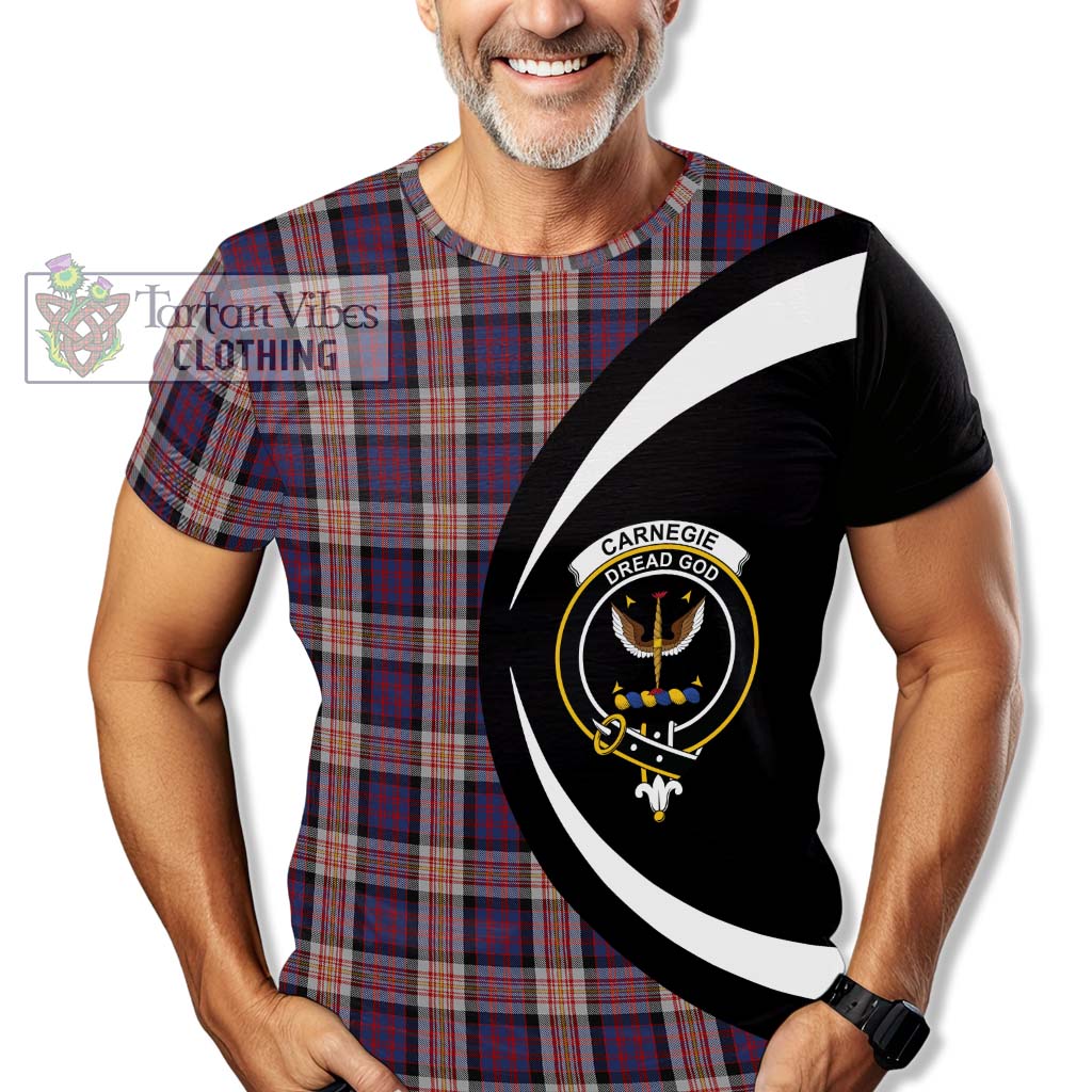 Carnegie Tartan T-Shirt with Family Crest Circle Style - Tartan Vibes Clothing