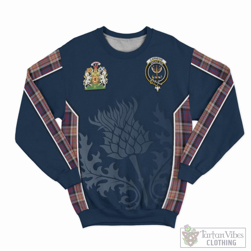 Carnegie Tartan Sweatshirt with Family Crest and Scottish Thistle Vibes Sport Style - Tartan Vibes Clothing
