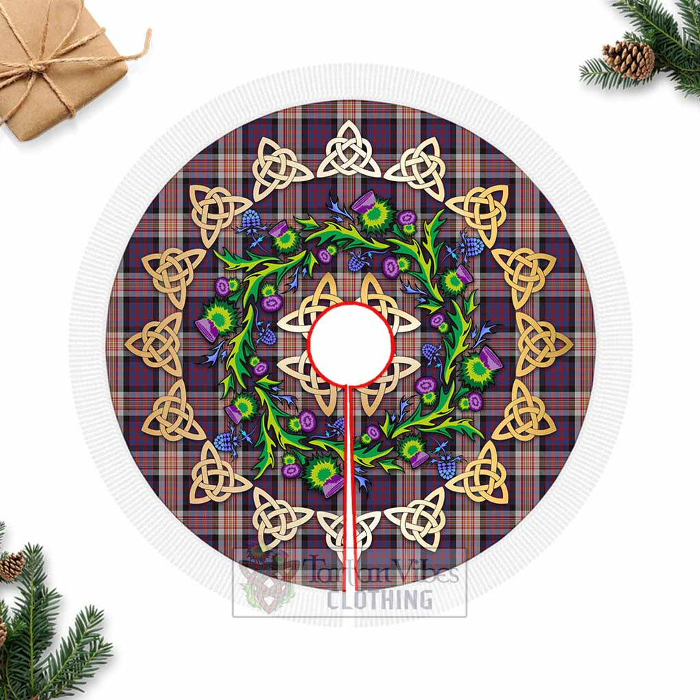 Carnegie Tartan Christmas Tree Skirt with Thistle Celtic Knot Style Fringed Tree Skirts - Tartan Vibes Clothing