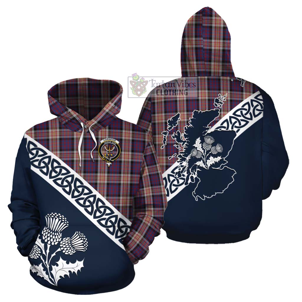 Carnegie Tartan Cotton Hoodie Featuring Thistle and Scotland Map Zip Hoodie - Tartan Vibes Clothing
