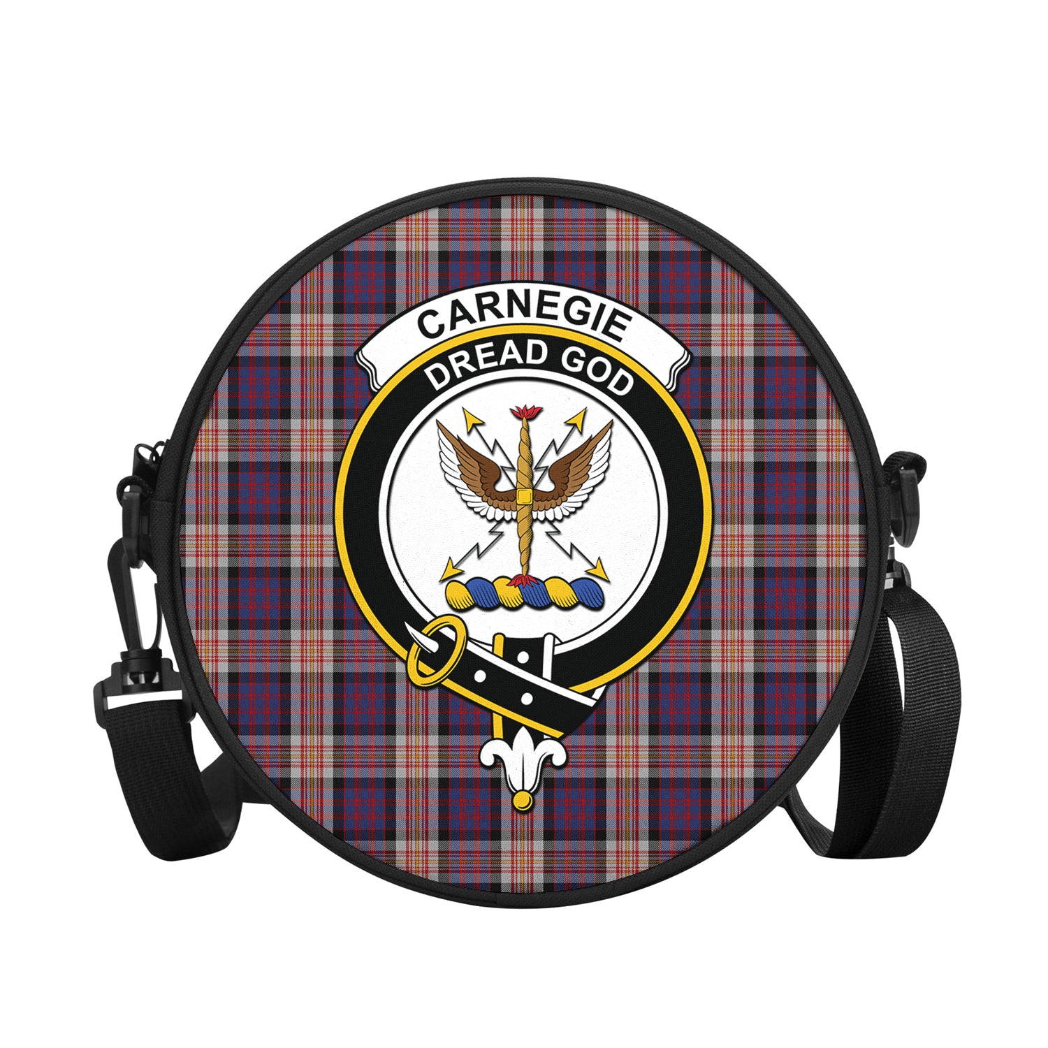 Carnegie Tartan Round Satchel Bags with Family Crest - Tartan Vibes Clothing