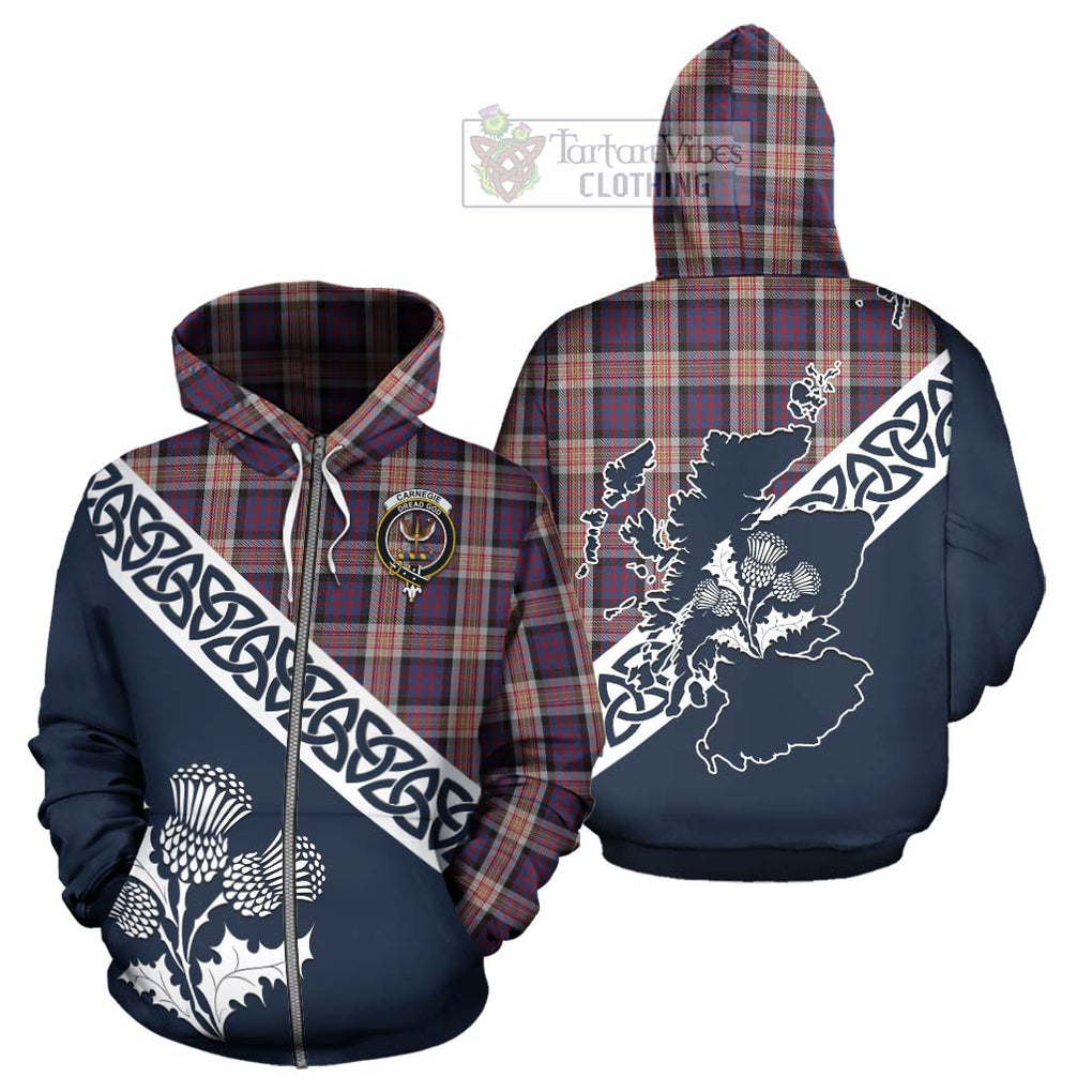 Carnegie Tartan Hoodie Featuring Thistle and Scotland Map - Tartan Vibes Clothing
