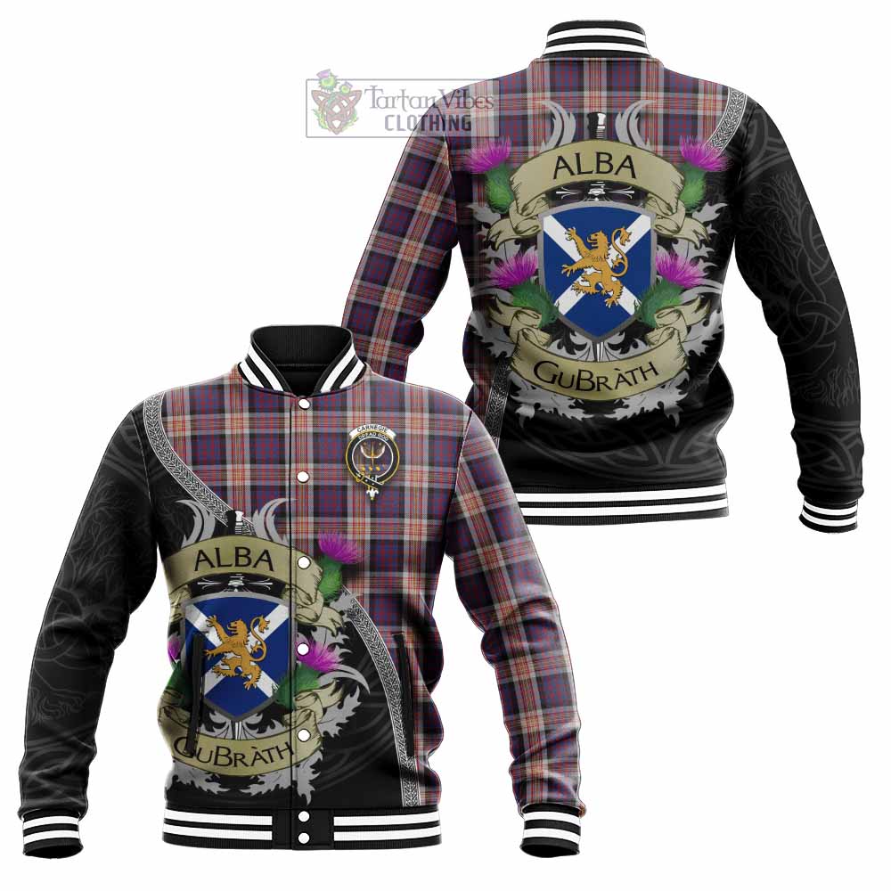 Carnegie Tartan Family Crest Baseball Jacket Lion Rampant Royal Thistle Shield Celtic Inspired - Tartan Vibes Clothing