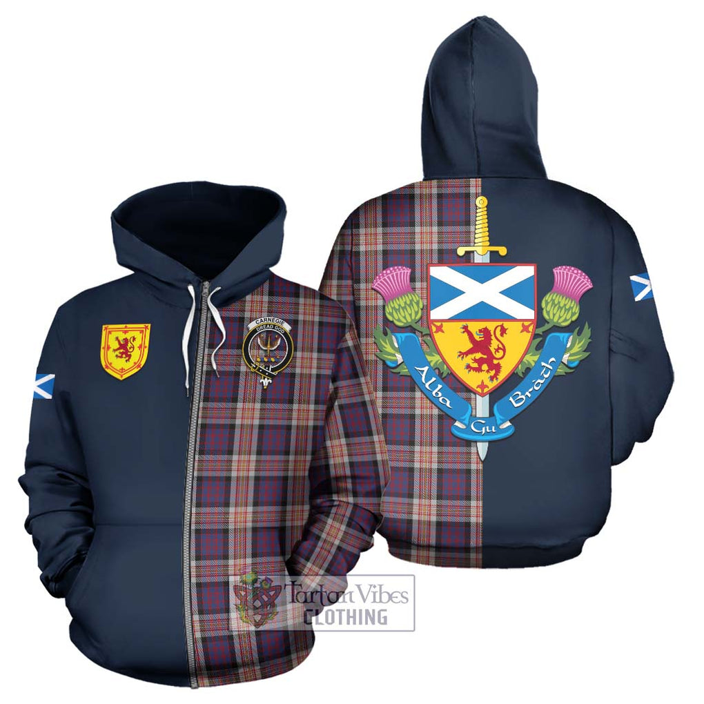 Carnegie Tartan Hoodie Alba with Scottish Lion Royal Arm Half Style - Tartan Vibes Clothing