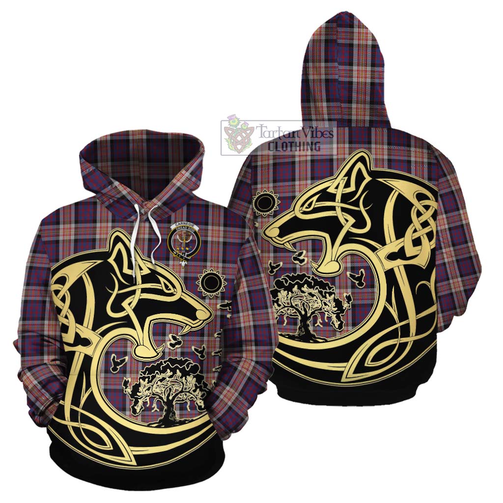 Carnegie Tartan Cotton Hoodie with Family Crest Celtic Wolf Style Zip Hoodie - Tartan Vibes Clothing