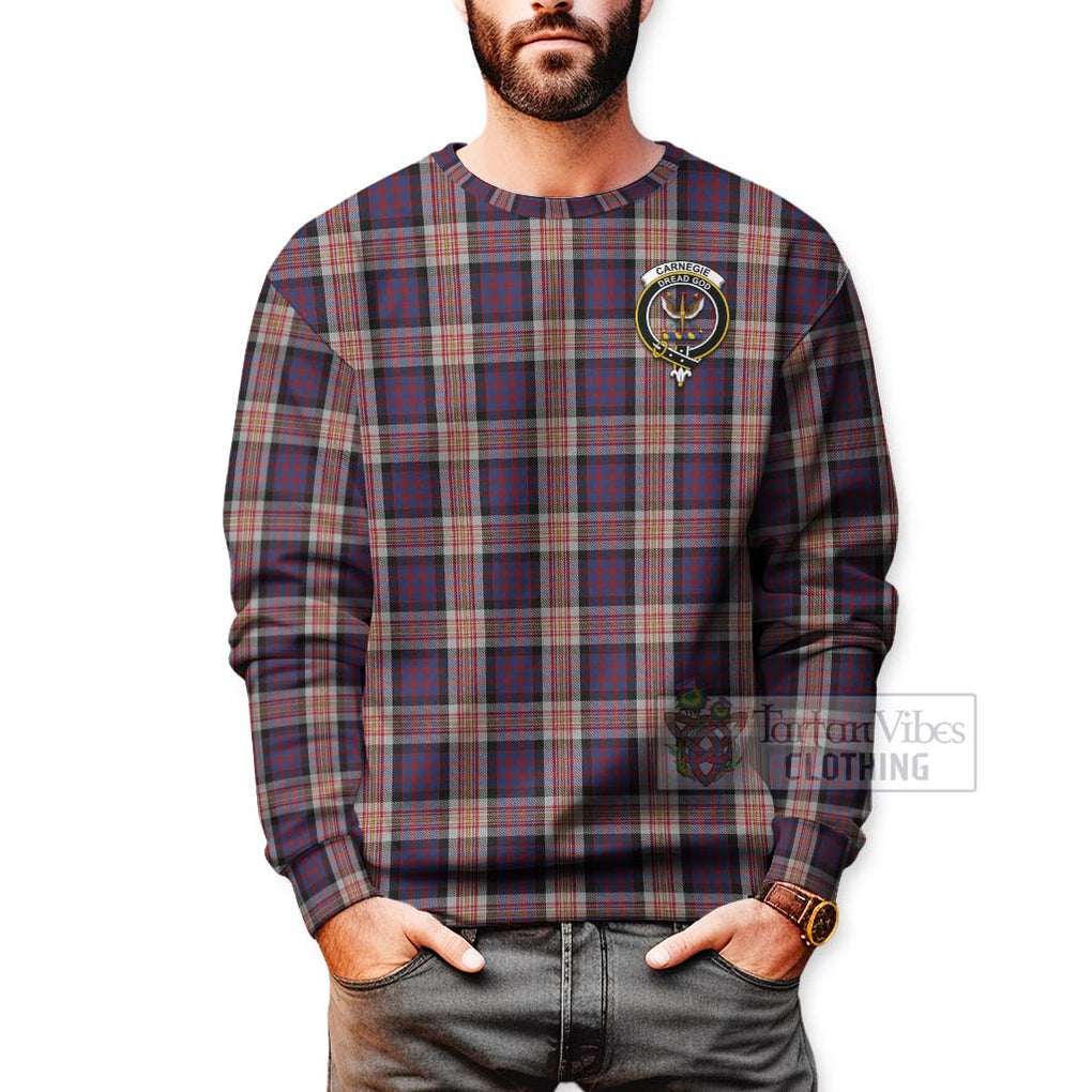 Carnegie Tartan Sweatshirt with Family Crest Celtic Skull Style - Tartan Vibes Clothing