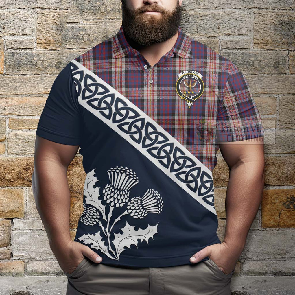 Carnegie Tartan Polo Shirt Featuring Thistle and Scotland Map - Tartanvibesclothing Store