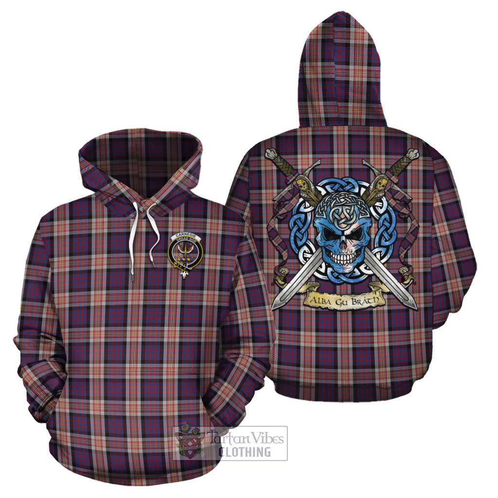 Carnegie Tartan Cotton Hoodie with Family Crest Celtic Skull Style Zip Hoodie - Tartan Vibes Clothing