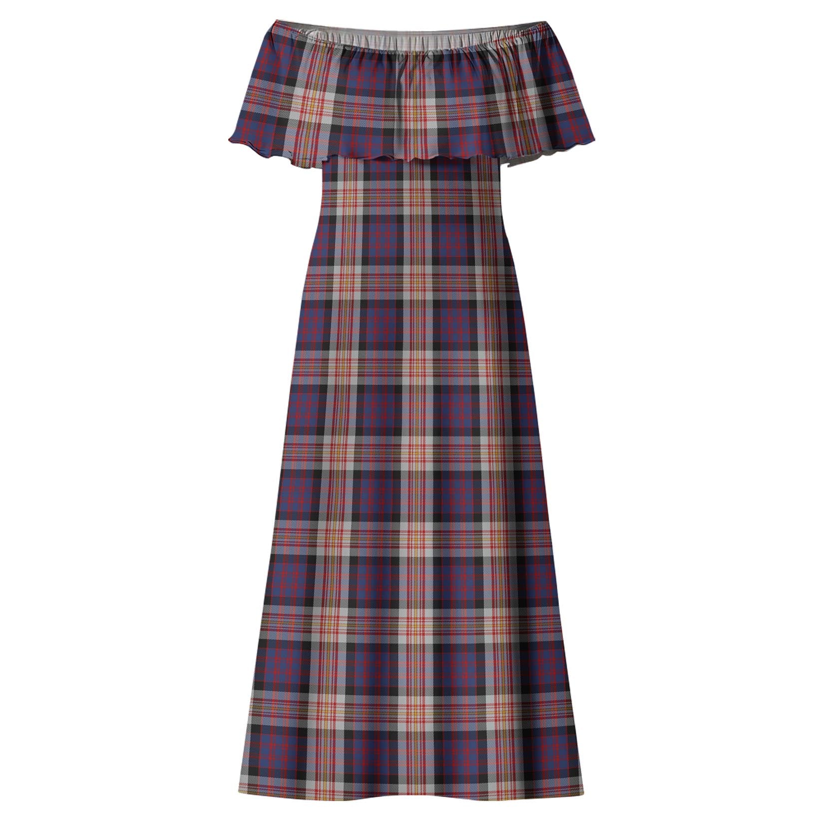 Carnegie Tartan Off Shoulder Long Dress - Tartan Vibes Clothing