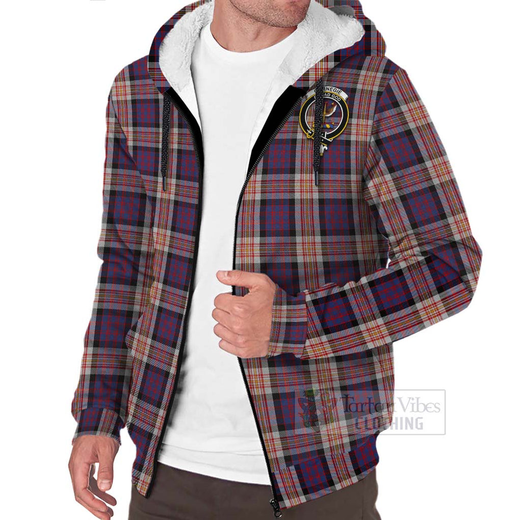 Carnegie Tartan Sherpa Hoodie with Family Crest Celtic Skull Style Unisex - Tartan Vibes Clothing