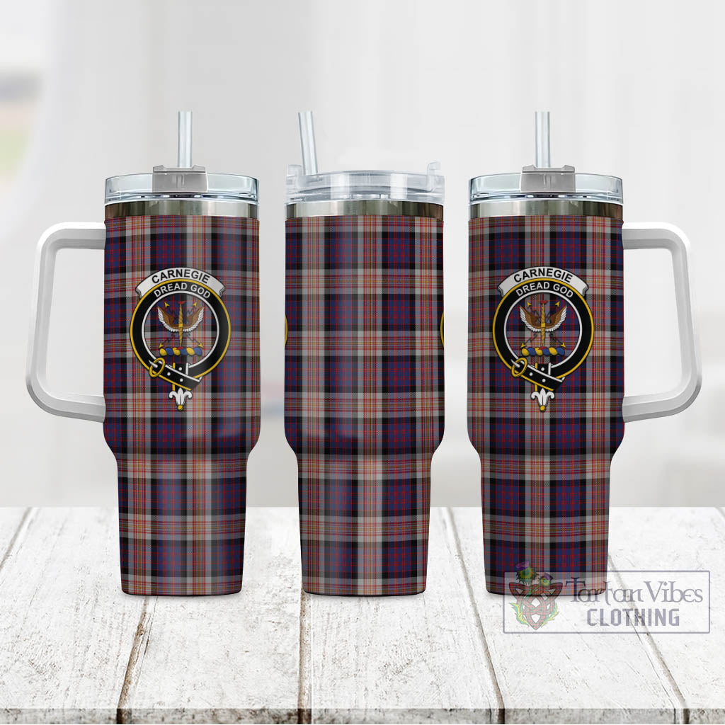 Carnegie Tartan Tumbler with Handle with Family Crest - Tartan Vibes Clothing