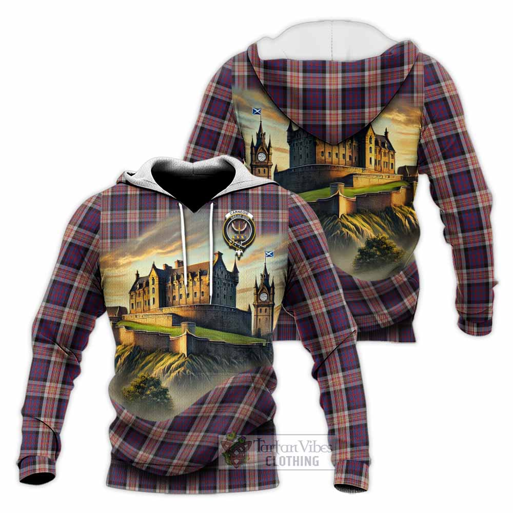 Carnegie Tartan Family Crest Knitted Hoodie with Scottish Ancient Castle Style - Tartan Vibes Clothing
