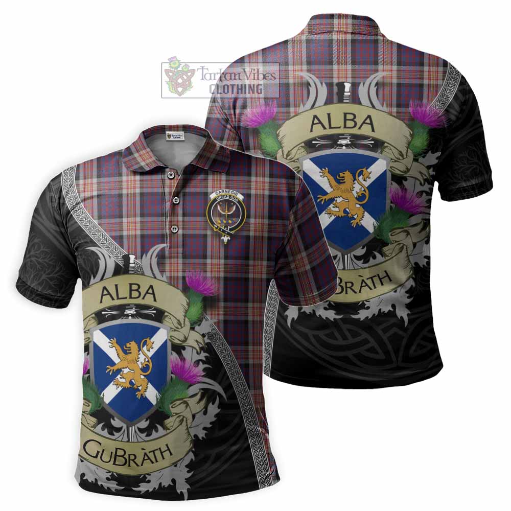 Tartan Vibes Clothing Carnegie Tartan Family Crest Polo Shirt Lion Rampant Royal Thistle Shield Celtic Inspired