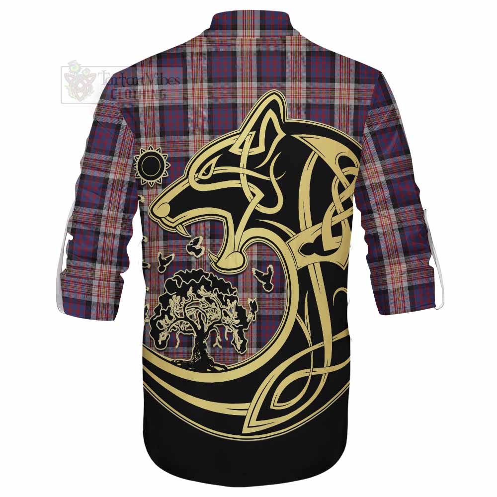 Carnegie Tartan Ghillie Kilt Shirt with Family Crest Celtic Wolf Style - Tartan Vibes Clothing