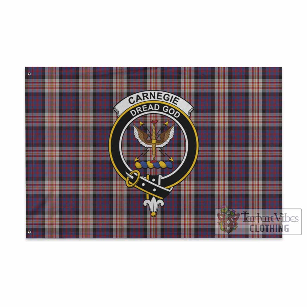 Tartan Vibes Clothing Carnegie Tartan House Flag with Family Crest