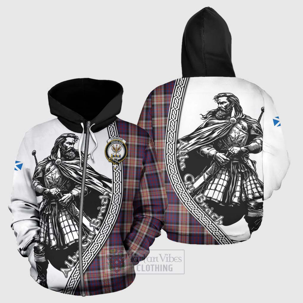 Carnegie Tartan Clan Crest Hoodie with Highlander Warrior Celtic Style - Tartan Vibes Clothing