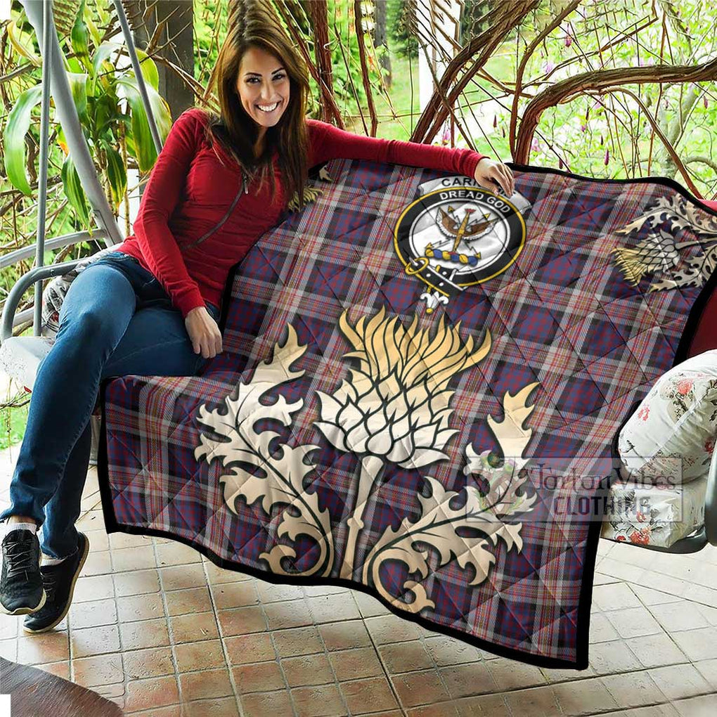 Tartan Vibes Clothing Carnegie Tartan Quilt with Family Crest and Golden Thistle Style