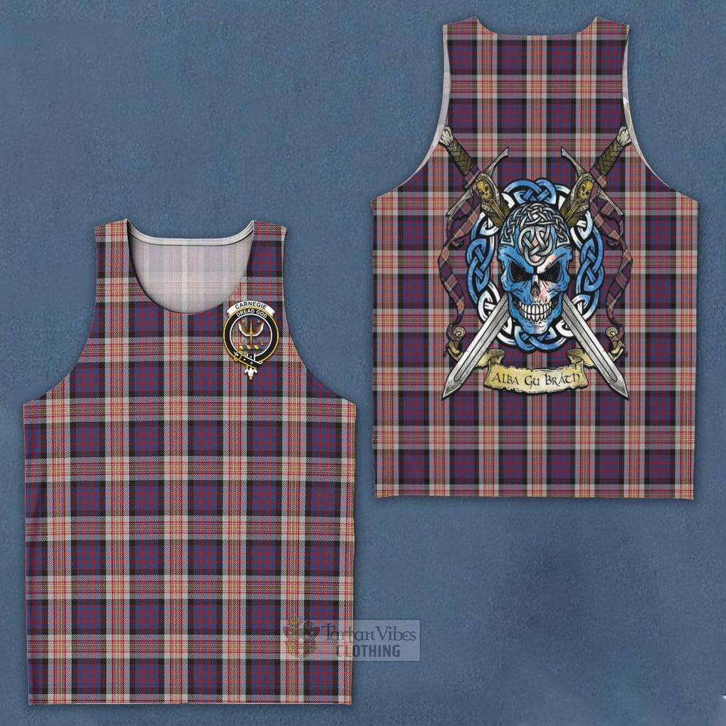 Carnegie Tartan Men's Tank Top with Family Crest Celtic Skull Style - Tartan Vibes Clothing