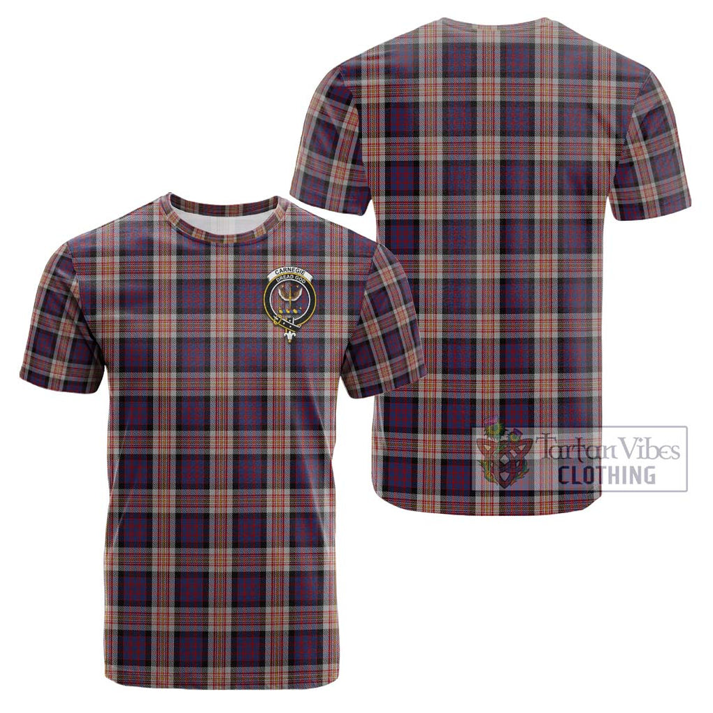 Carnegie Tartan Cotton T-Shirt with Family Crest - Tartan Vibes Clothing
