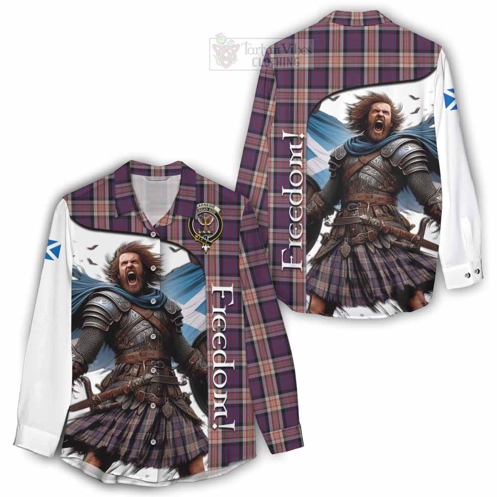 Tartan Vibes Clothing Carnegie Crest Tartan Women's Casual Shirt Inspired by the Freedom of Scottish Warrior
