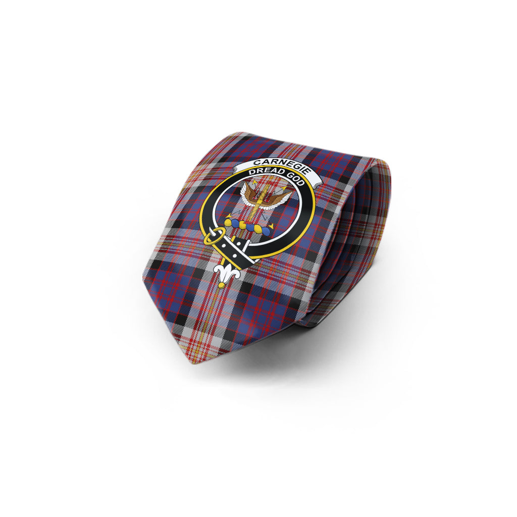 Carnegie Tartan Classic Necktie with Family Crest - Tartan Vibes Clothing