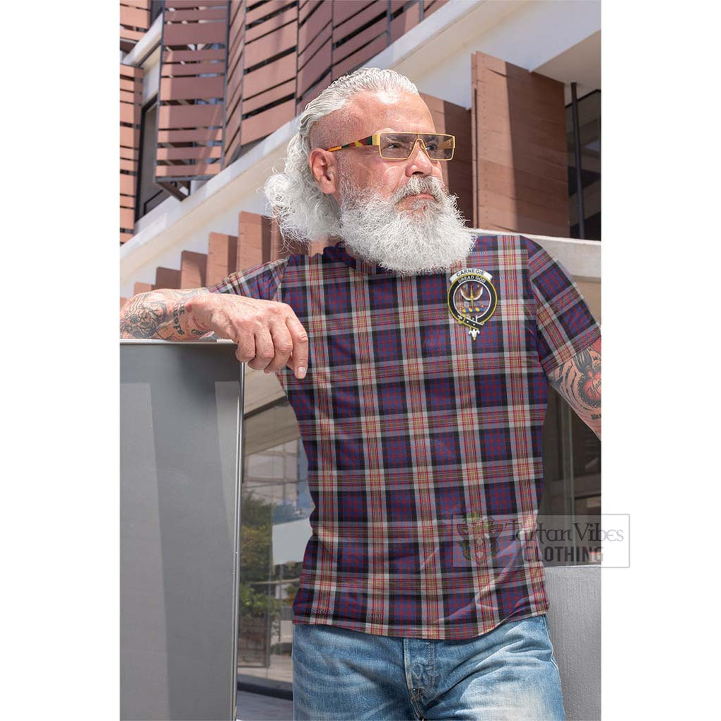 Carnegie Tartan Cotton T-shirt with Family Crest Celtic Skull Style - Tartan Vibes Clothing