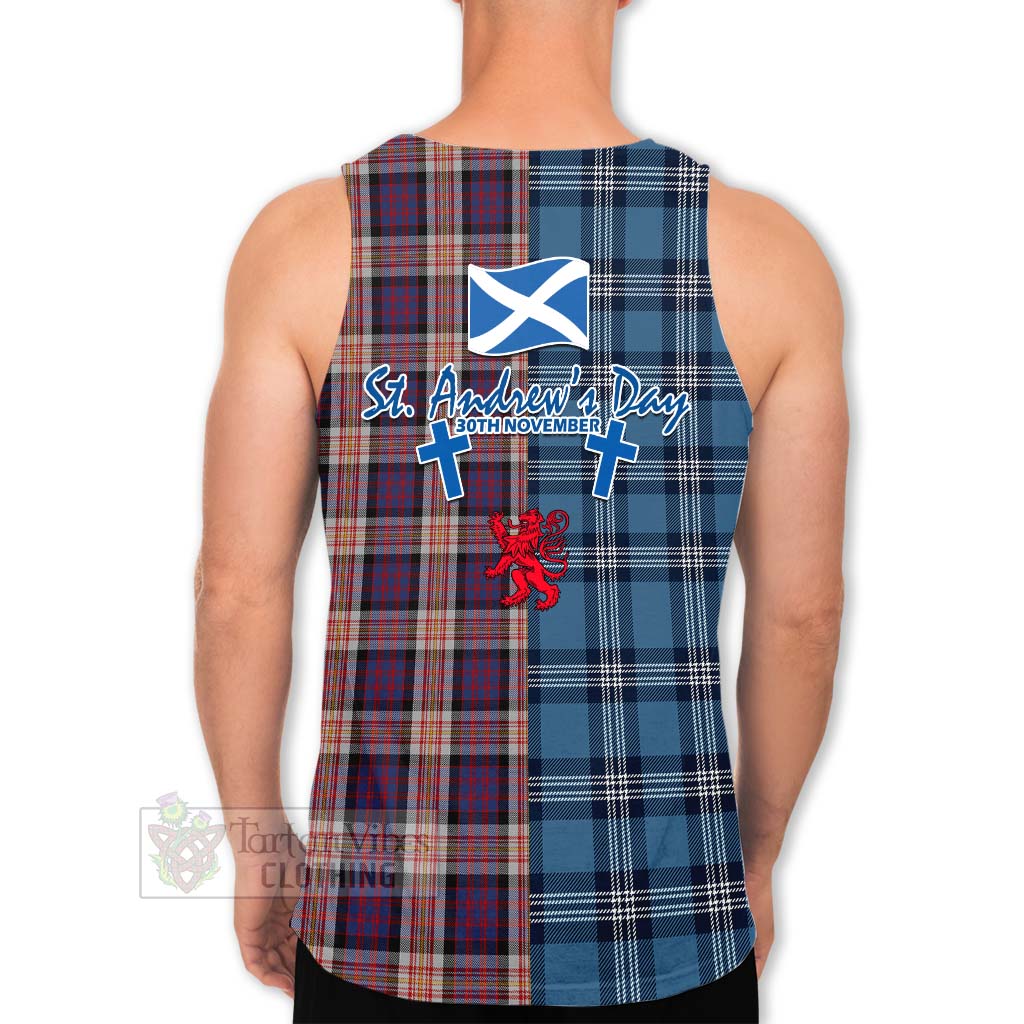Carnegie Tartan Men's Tank Top Happy St. Andrew's Day Half Tartan Style - Tartan Vibes Clothing