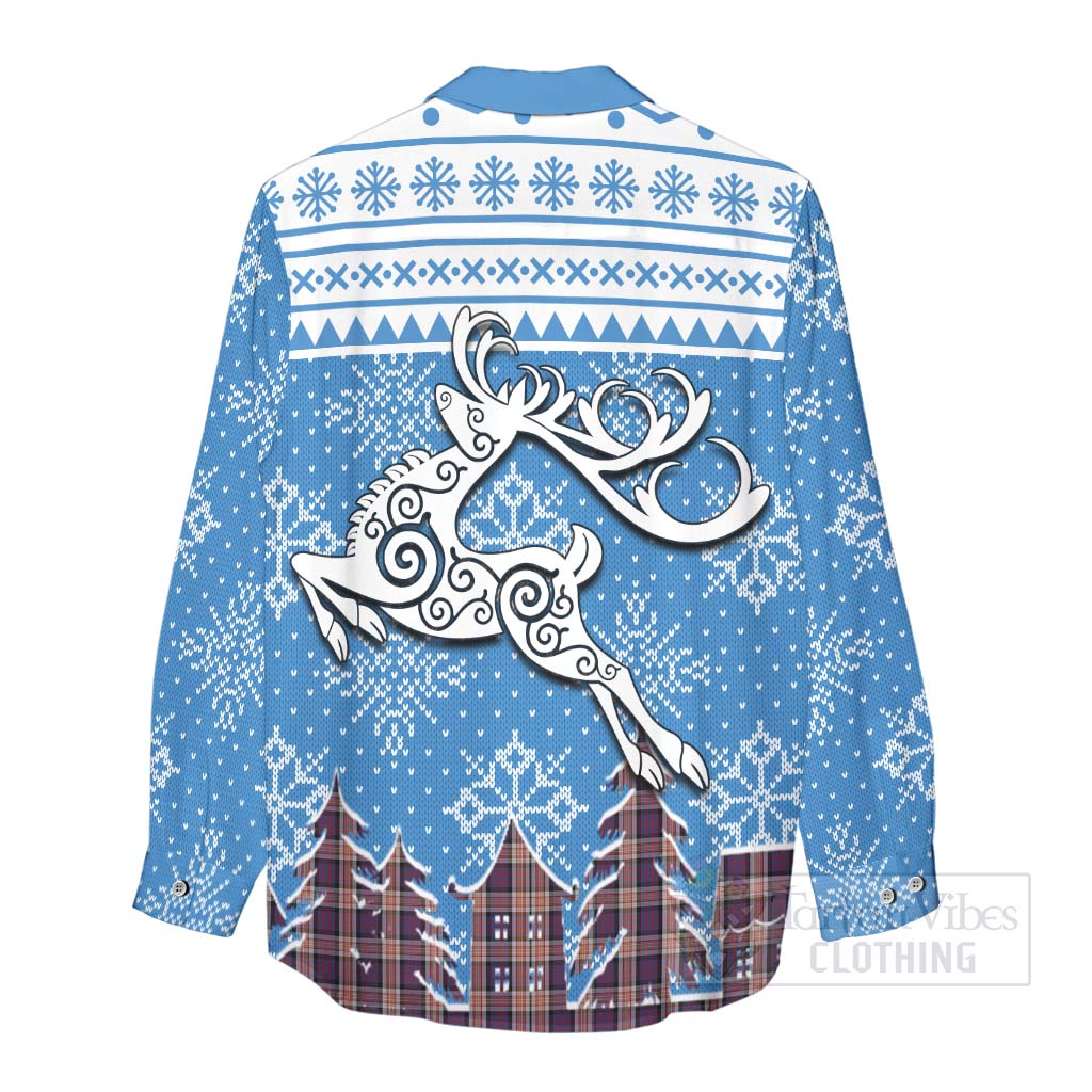 Carnegie Clan Christmas Women's Casual Shirt Celtic Reindeer Style - Tartan Vibes Clothing