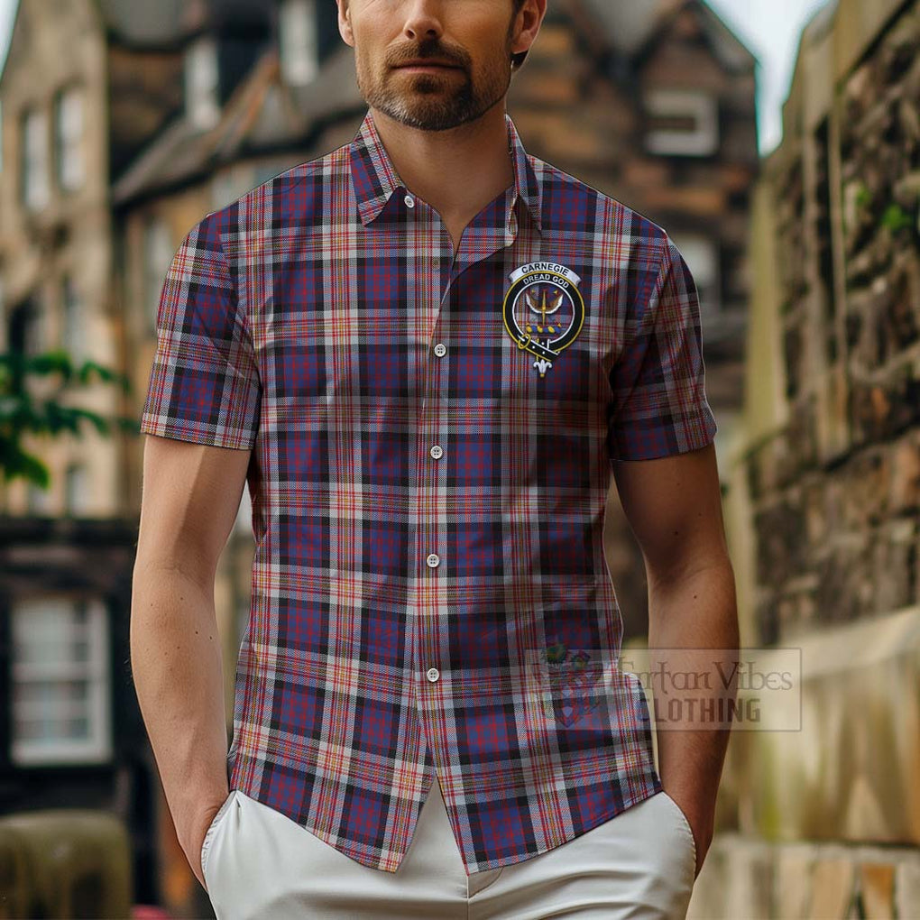 Carnegie Tartan Hawaiian Shirt with Family Crest Celtic Skull Style - Tartan Vibes Clothing