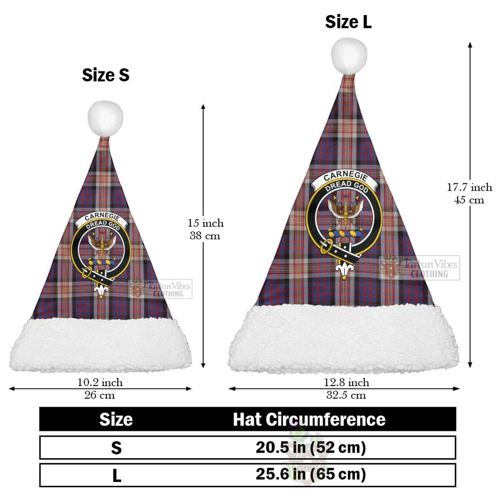 Carnegie Tartan Christmas Santa Hats with Family Crest Christmas Hat L 25.6in (65cm) - Tartan Vibes Clothing