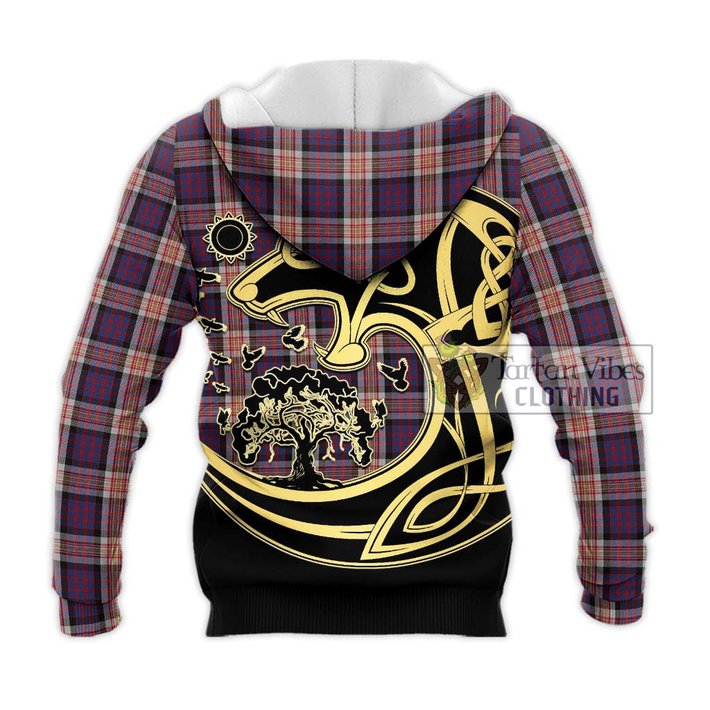 Carnegie Tartan Knitted Hoodie with Family Crest Celtic Wolf Style - Tartan Vibes Clothing