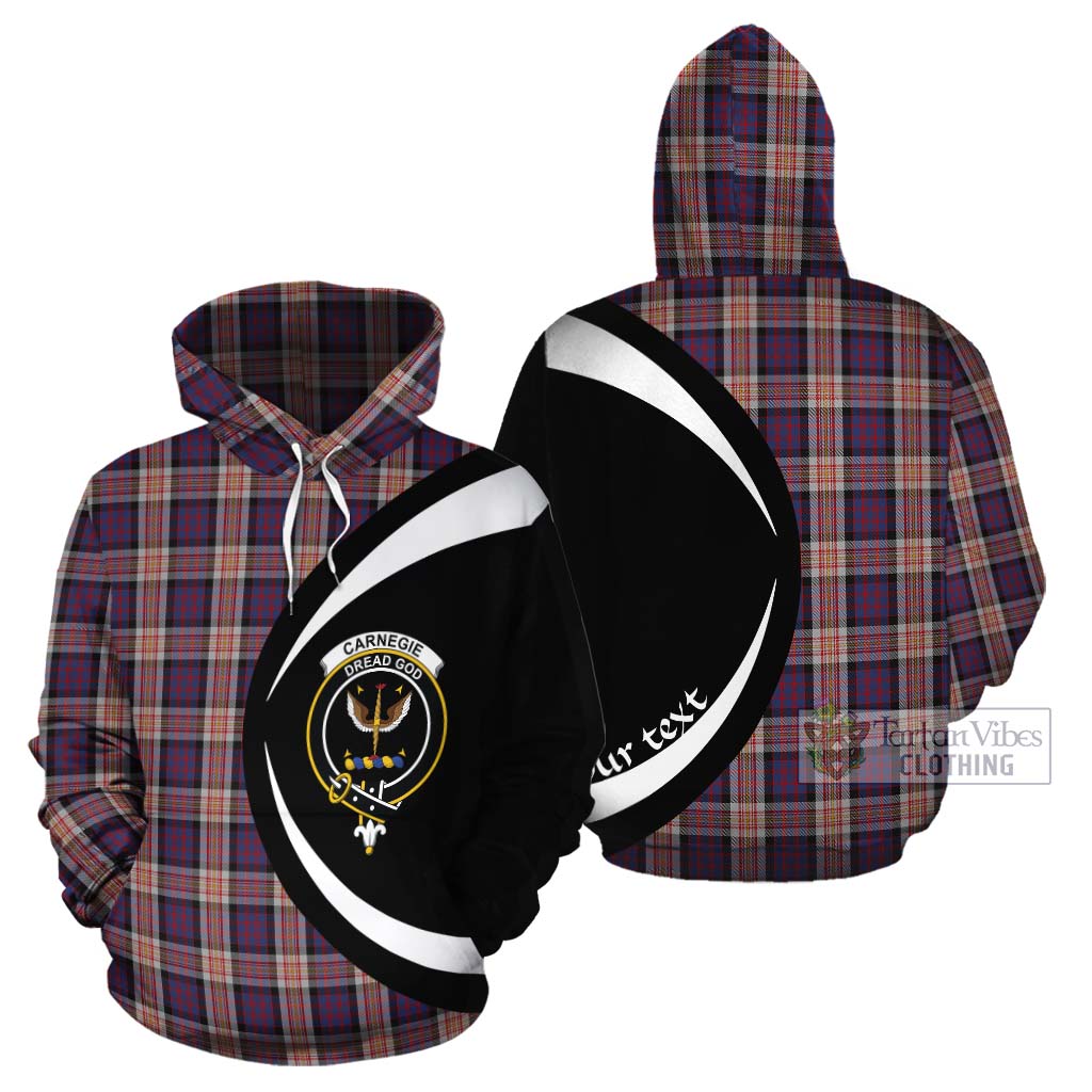 Carnegie Tartan Cotton Hoodie with Family Crest Circle Style Zip Hoodie - Tartan Vibes Clothing