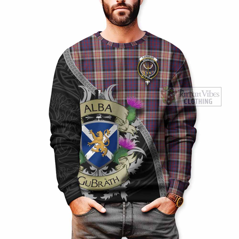 Carnegie Tartan Family Crest Sweatshirt Lion Rampant Royal Thistle Shield Celtic Inspired - Tartan Vibes Clothing