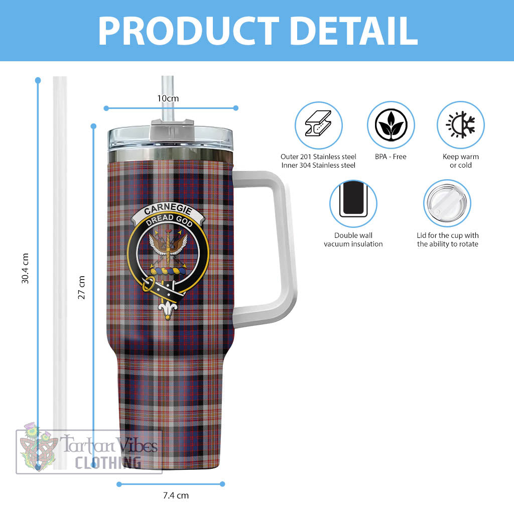 Tartan Vibes Clothing Carnegie Tartan and Family Crest Tumbler with Handle