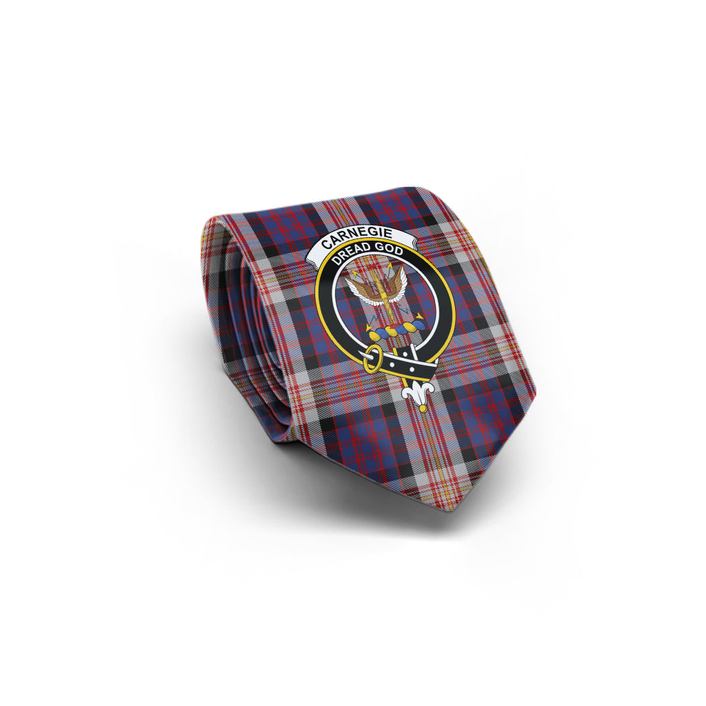 Carnegie Tartan Classic Necktie with Family Crest - Tartan Vibes Clothing