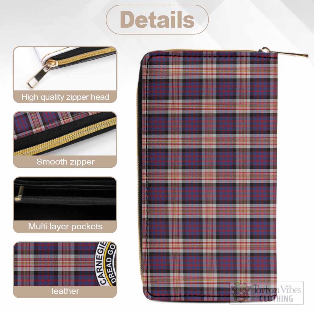 Carnegie Tartan Women's Leather Wallet with Family Crest - Tartan Vibes Clothing