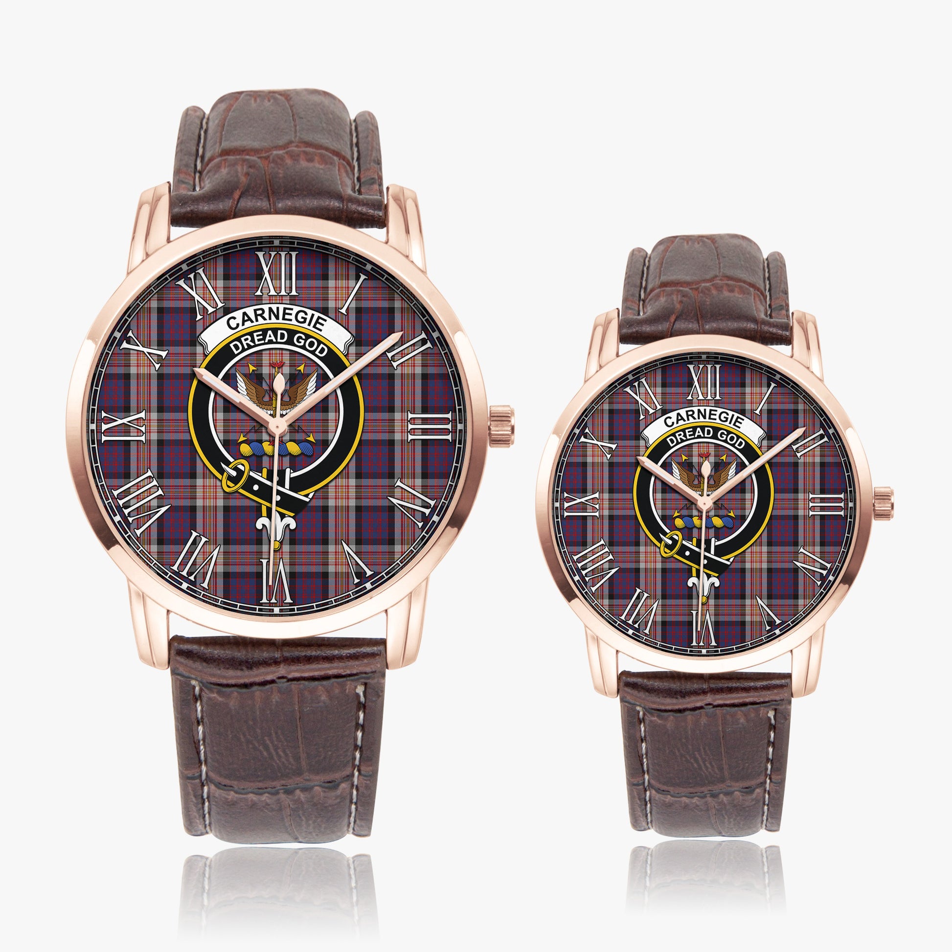 Carnegie Tartan Family Crest Leather Strap Quartz Watch - Tartan Vibes Clothing