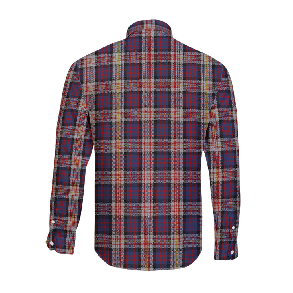 Carnegie Tartan Long Sleeve Button Up Shirt with Family Crest - Tartan Vibes Clothing