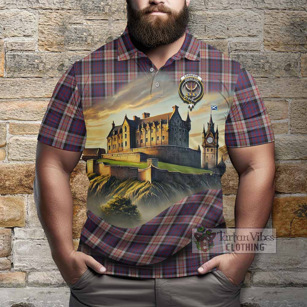 Tartan Vibes Clothing Carnegie Tartan Family Crest Polo Shirt with Scottish Ancient Castle Stype