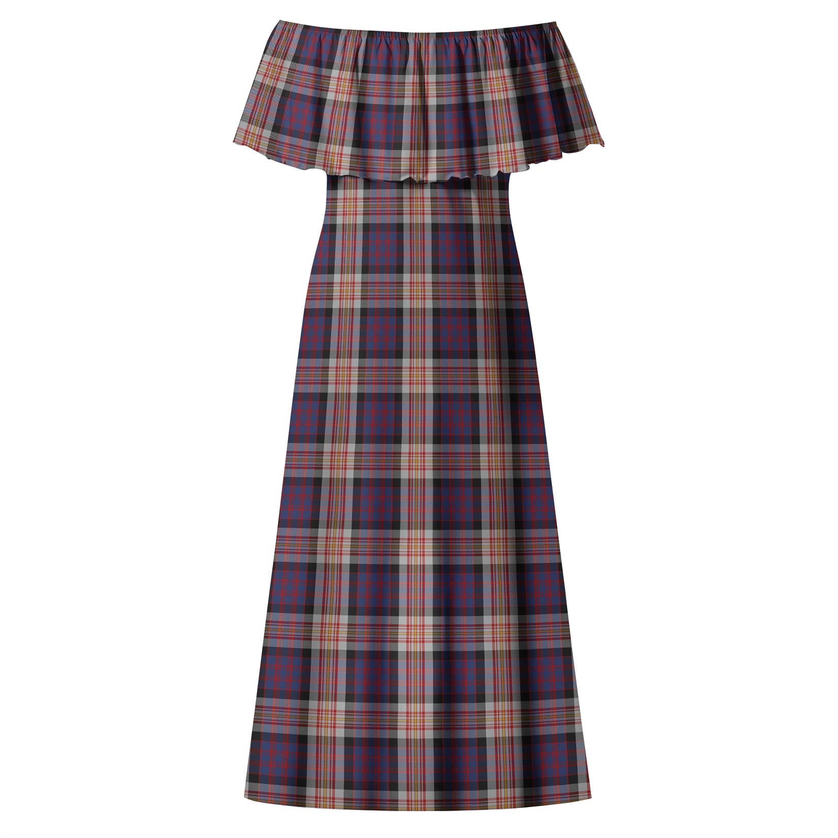 Carnegie Tartan Off Shoulder Long Dress - Tartan Vibes Clothing