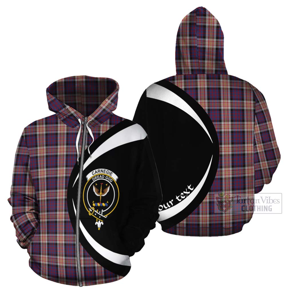 Carnegie Tartan Cotton Hoodie with Family Crest Circle Style - Tartan Vibes Clothing