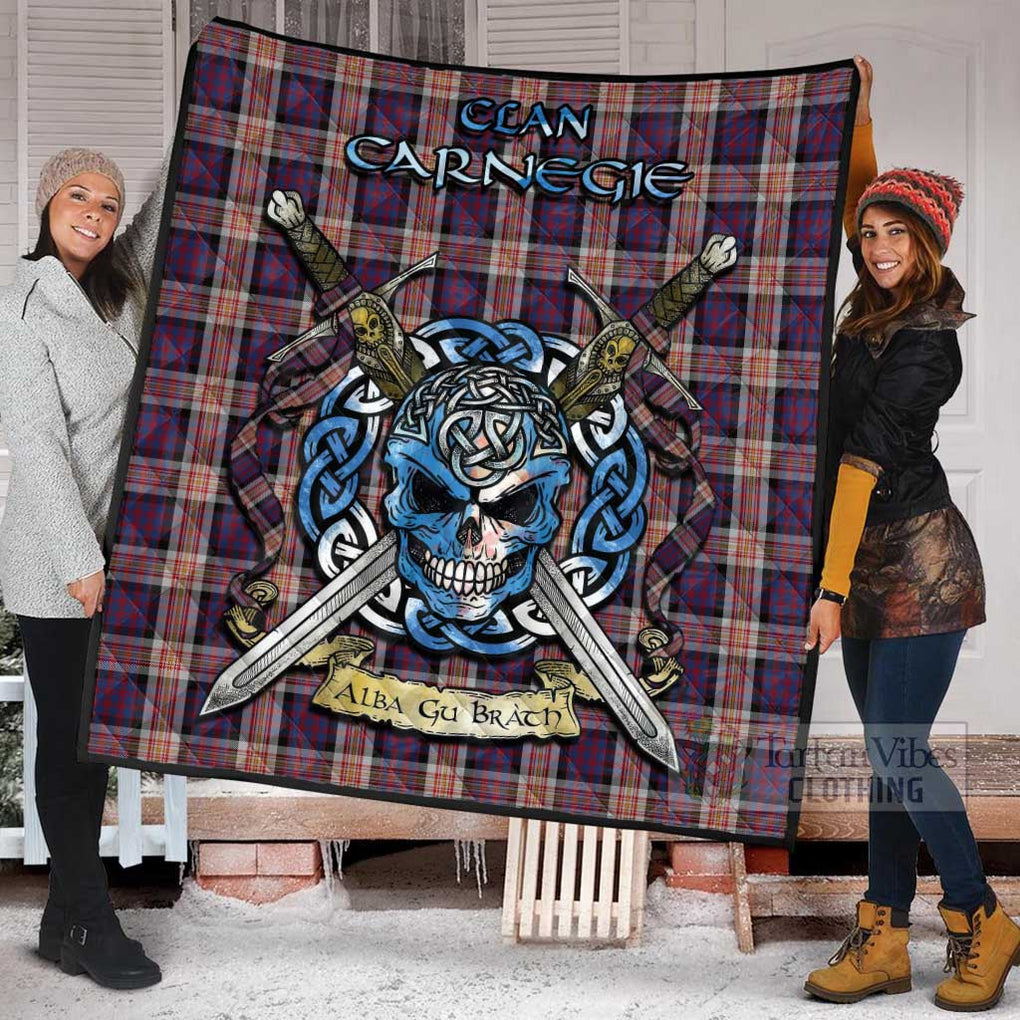 Carnegie Tartan Quilt with Celtic Skull Alba Gu Brath Style - Tartan Vibes Clothing