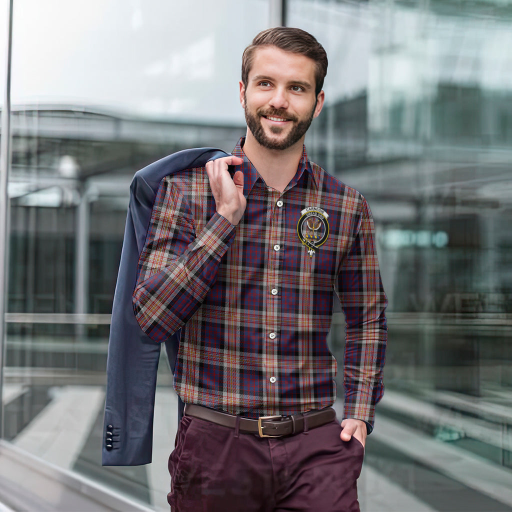 Carnegie Tartan Long Sleeve Button Up Shirt with Family Crest - Tartan Vibes Clothing