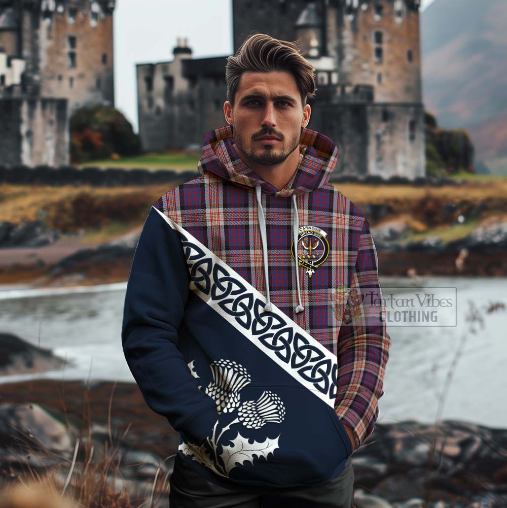 Carnegie Tartan Cotton Hoodie Featuring Thistle and Scotland Map - Tartan Vibes Clothing