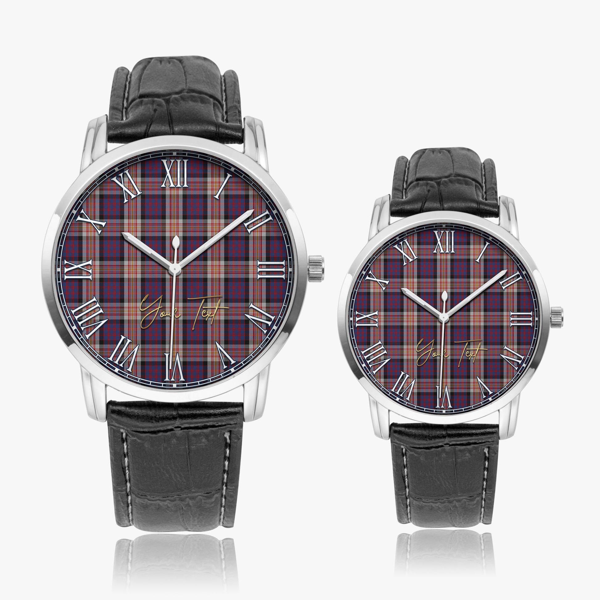 Carnegie Tartan Personalized Your Text Leather Trap Quartz Watch - Tartan Vibes Clothing