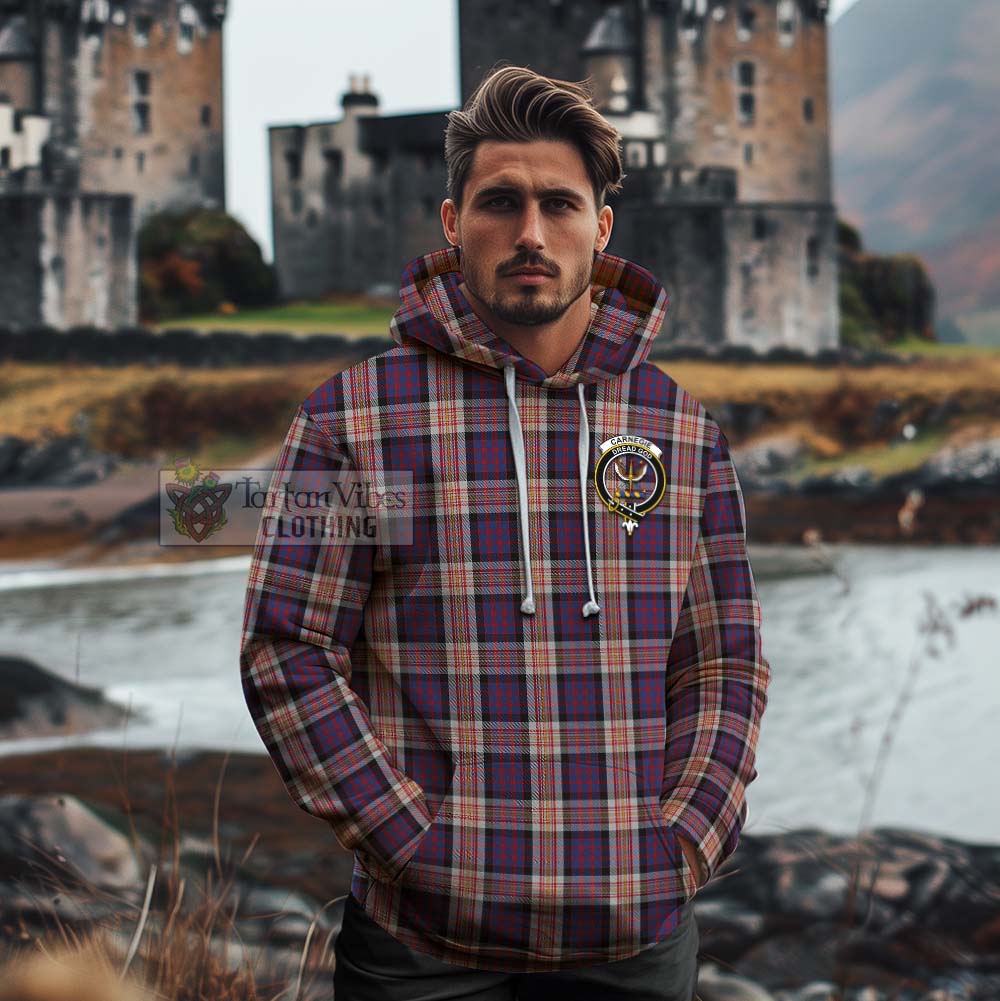 Carnegie Tartan Cotton Hoodie with Family Crest Celtic Skull Style - Tartan Vibes Clothing