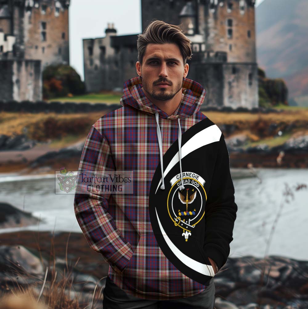 Carnegie Tartan Cotton Hoodie with Family Crest Circle Style - Tartan Vibes Clothing